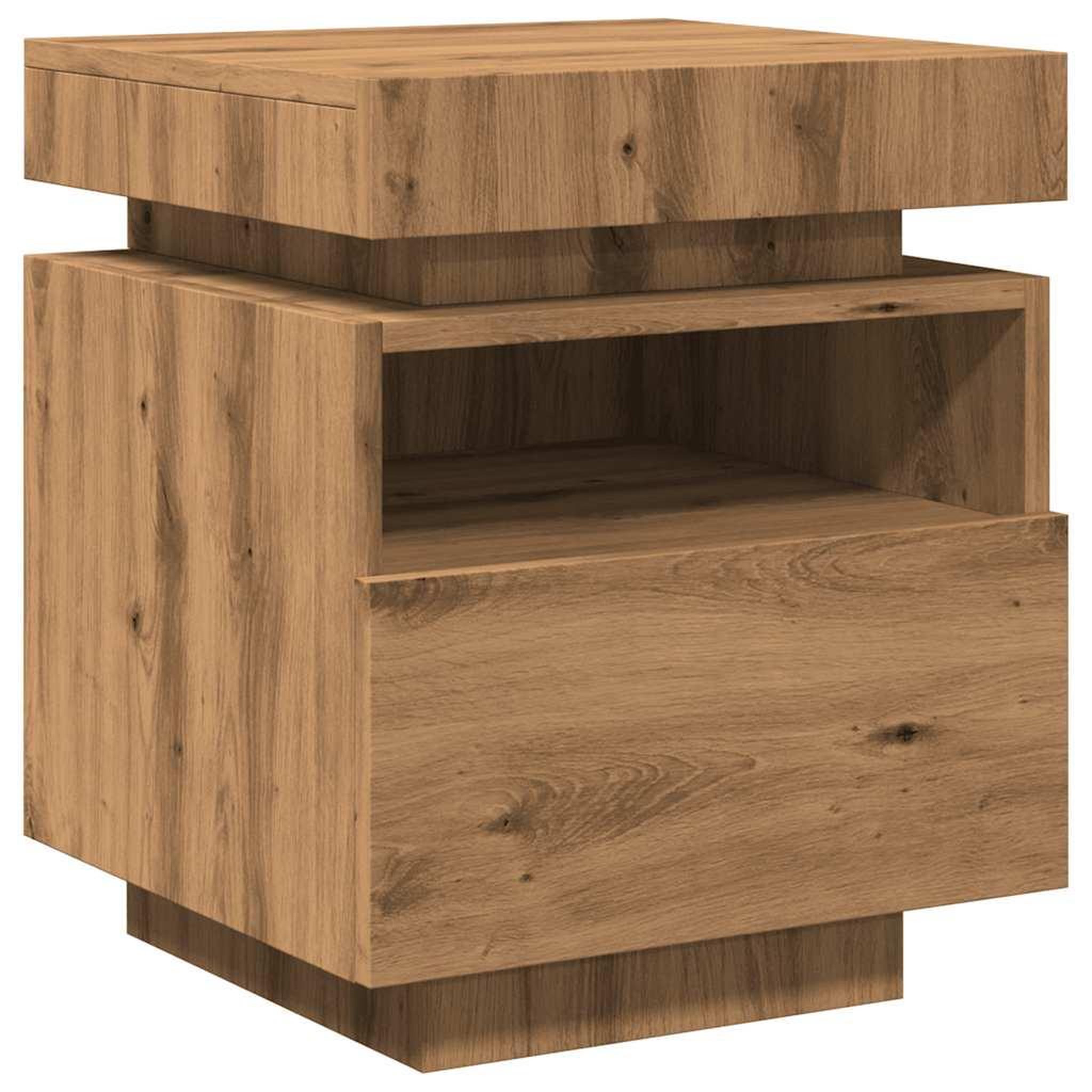 Voir la diapositive 3 : VIDAXL Armoire de chevet et lumieres LED chene artisanal 40x39x48,5 cm