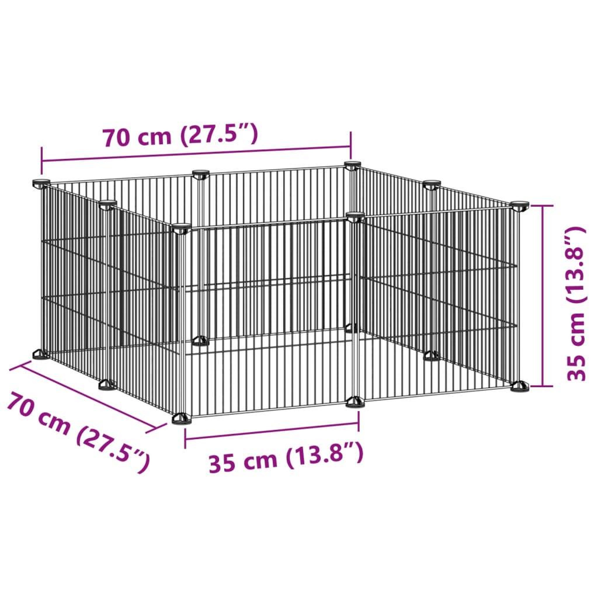 Voir la diapositive 6 : VIDAXL Cage animaux de compagnie a 8 panneaux Noir 35x35 cm Acier