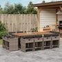 Voir la diapositive 1 : VIDAXL Ensemble a manger de jardin coussins 13 pcs gris resine tressee