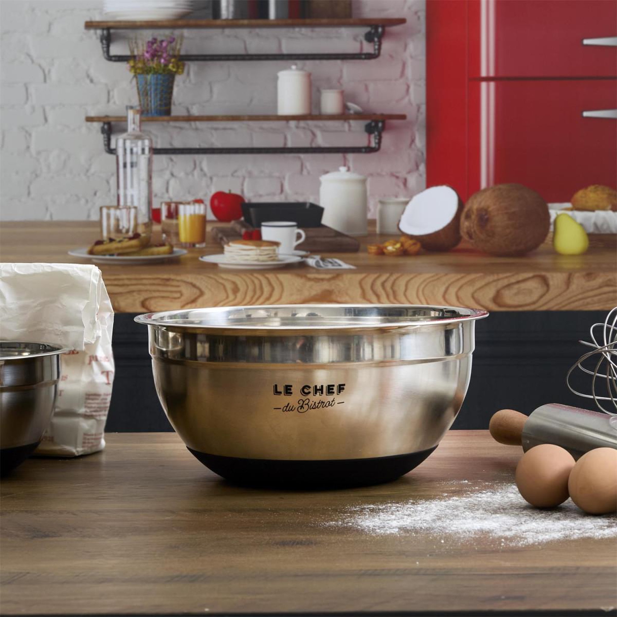Voir la diapositive 2 : COOK CONCEPT Bol mélangeur antidérapant  bistrot  26cm argent