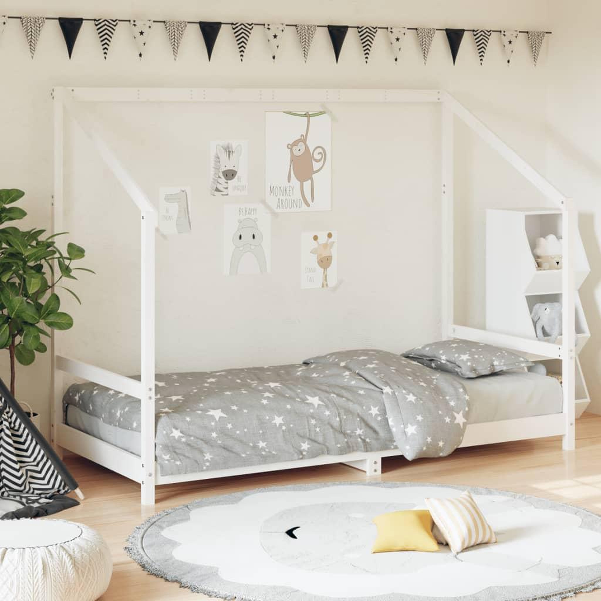 VIDAXL Cadre de lit pour enfants blanc 90x190 cm bois de pin massif