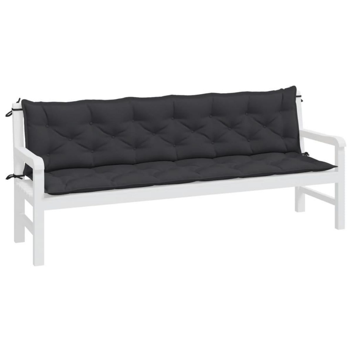VIDAXL Coussins de banc jardin lot de 2 noir 200x50x7 cm tissu Oxford