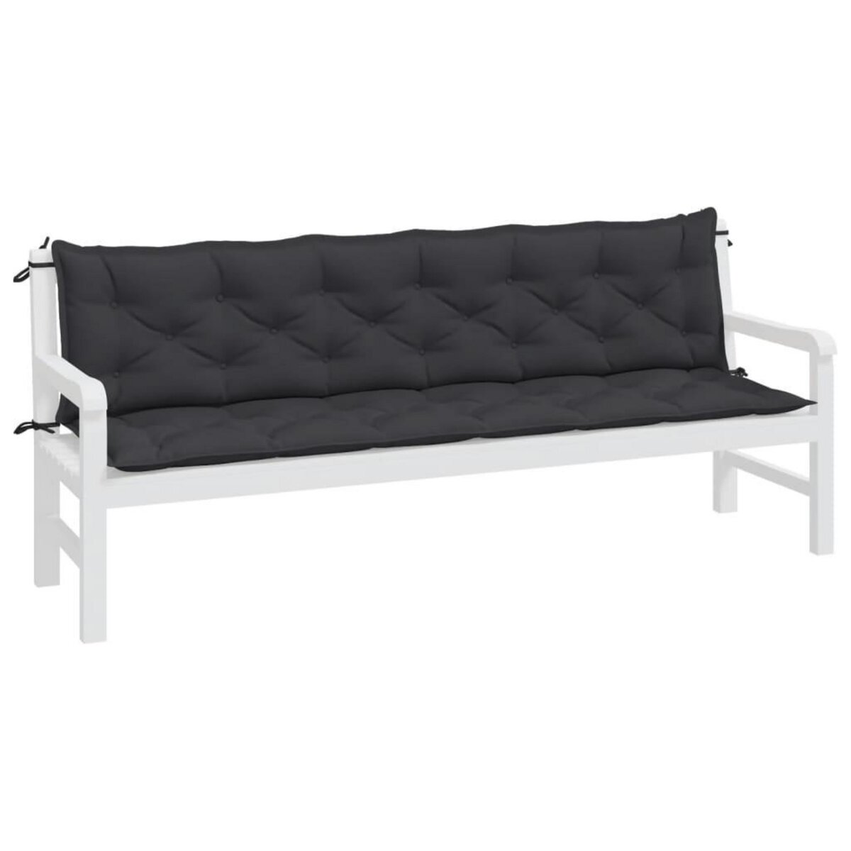 VIDAXL Coussins de banc jardin lot de 2 noir 200x50x7 cm tissu Oxford