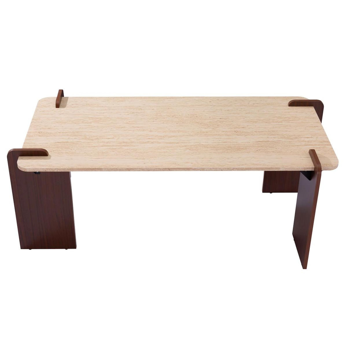 Paris Prix Table Basse Effet Travertin  Misty  120cm Beige & Marron