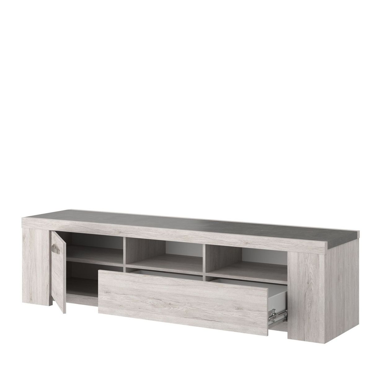 Meuble TV 1 porte 1 tiroir 2 niches de rangementL183 x H48 x P47cm MEL