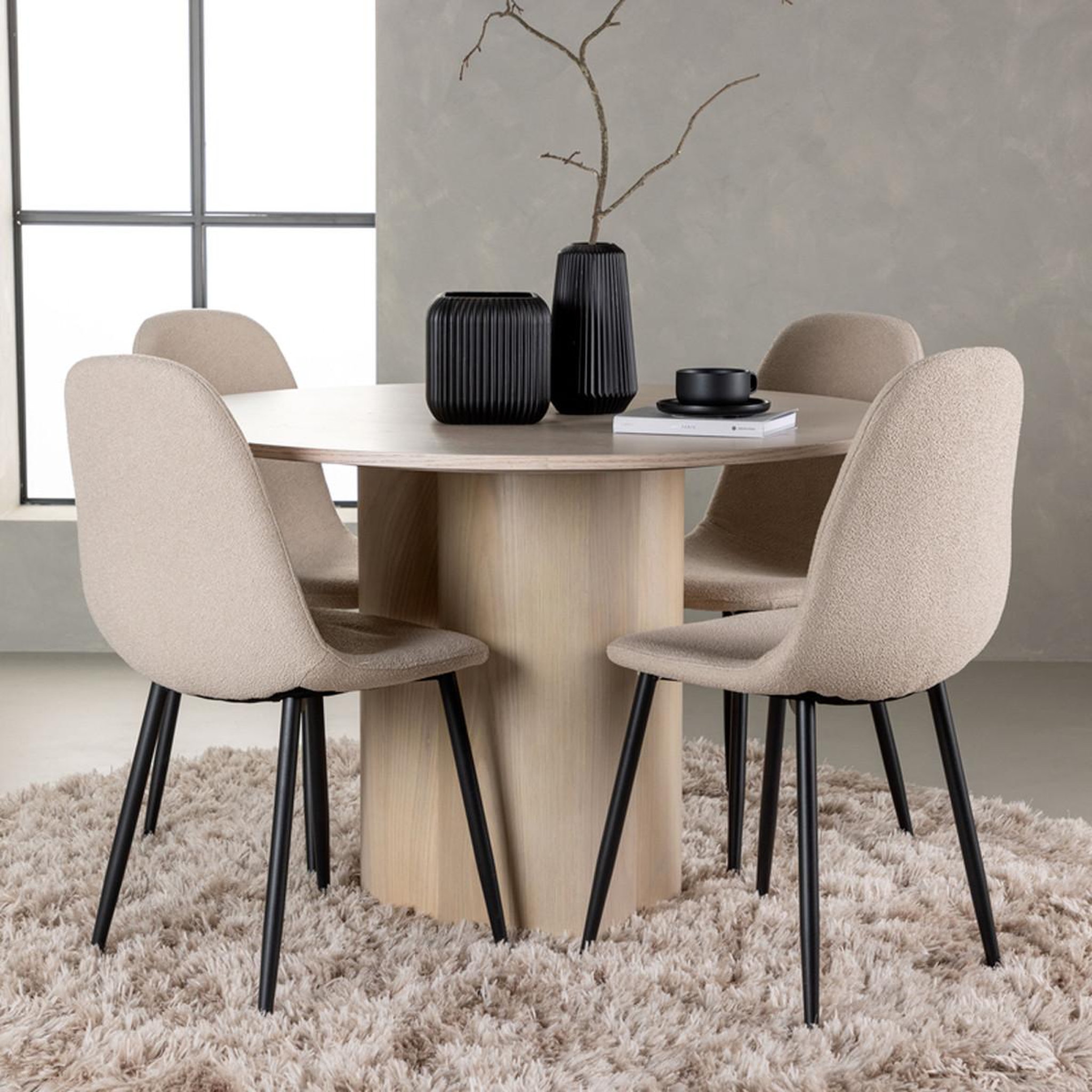 Voir la diapositive 3 : Paris Prix Ensemble table à manger & 4 chaises  olivia & polar  110cm naturel & beige