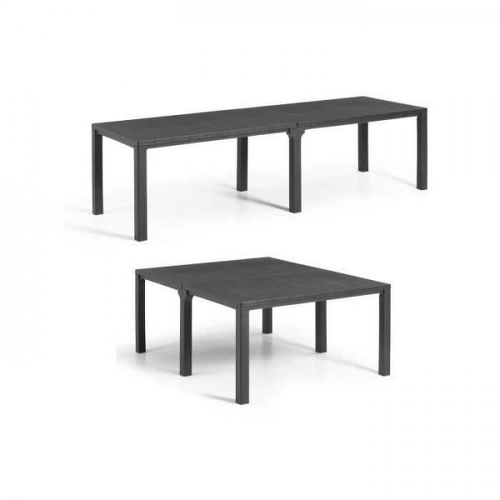 Keter Table de jardin - Rectangulaire - Coloris : gris graphite - En résine - Modulable 3 en 1 - JULIE DOUBLE - Allibert by KETER