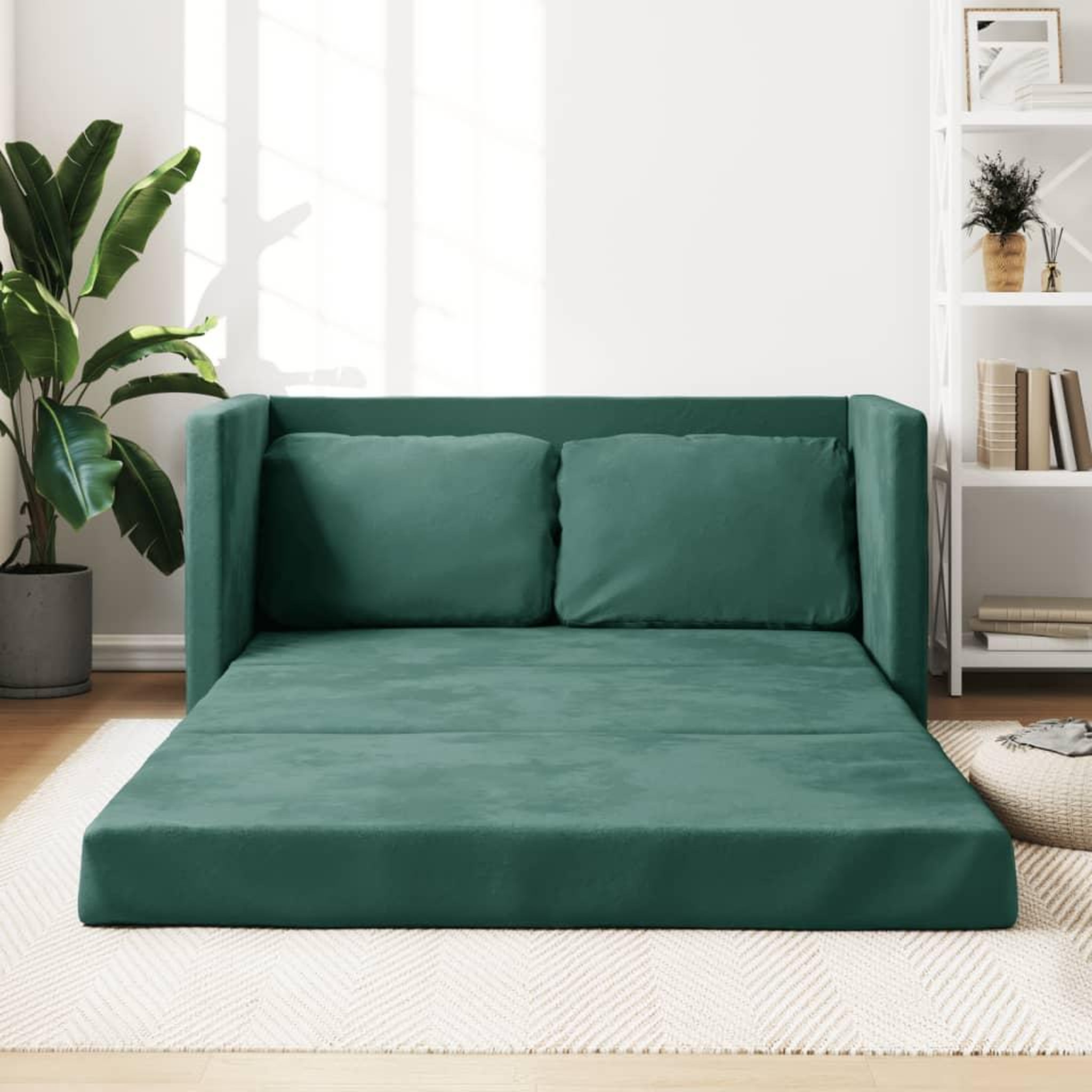 VIDAXL Canape-lit 2 en 1 vert fonce 122x204x55 cm velours