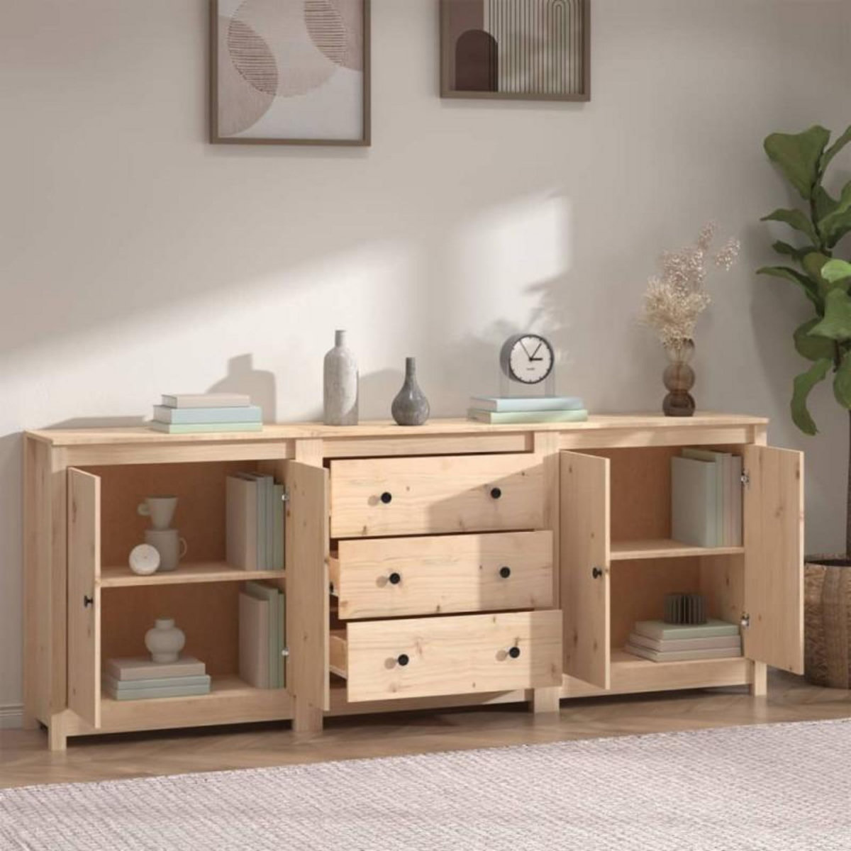VIDAXL Buffet 210x35x80 cm Bois massif de pin