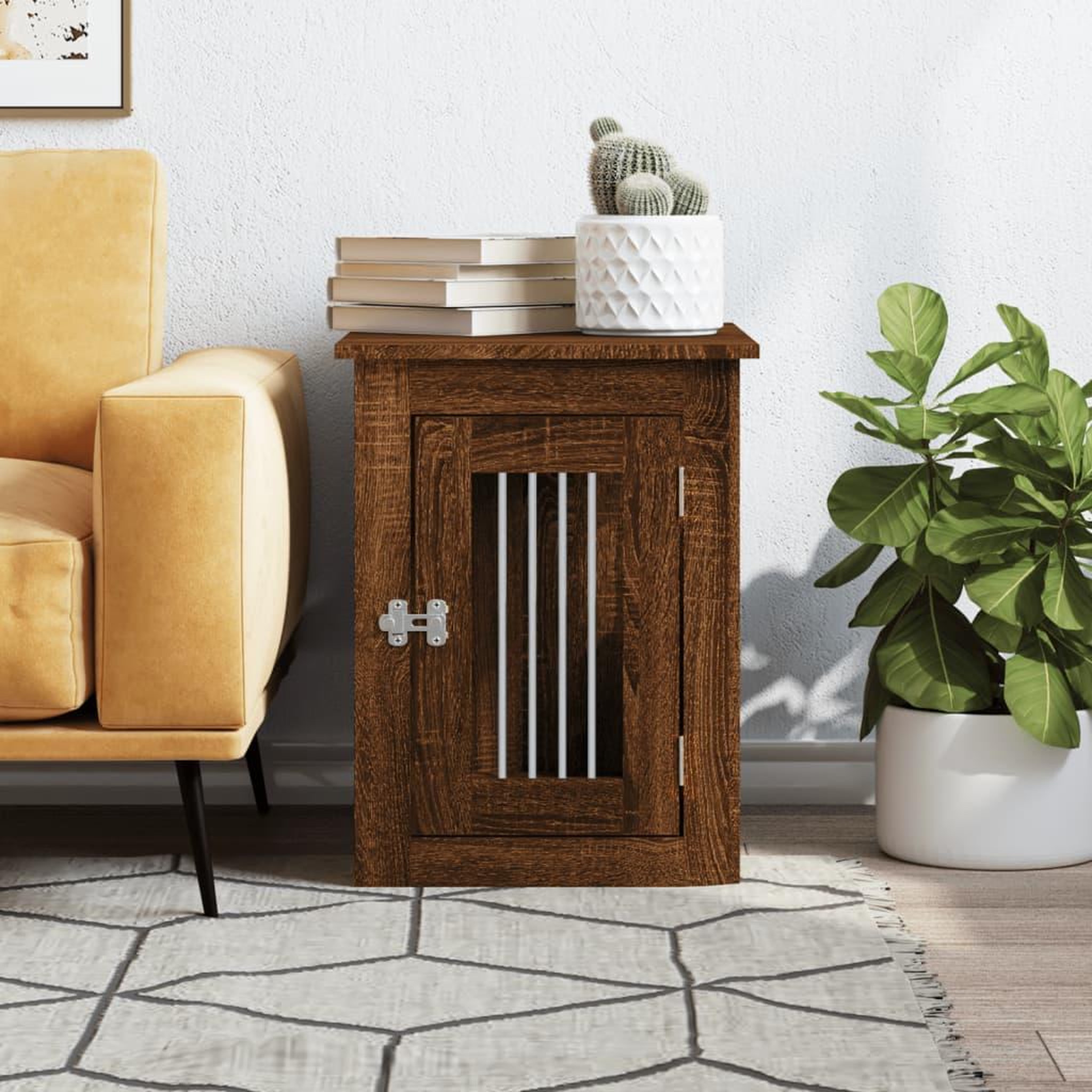 Voir la diapositive 3 : VIDAXL Meuble de cage pour chiens chene marron 45x62x59 cm
