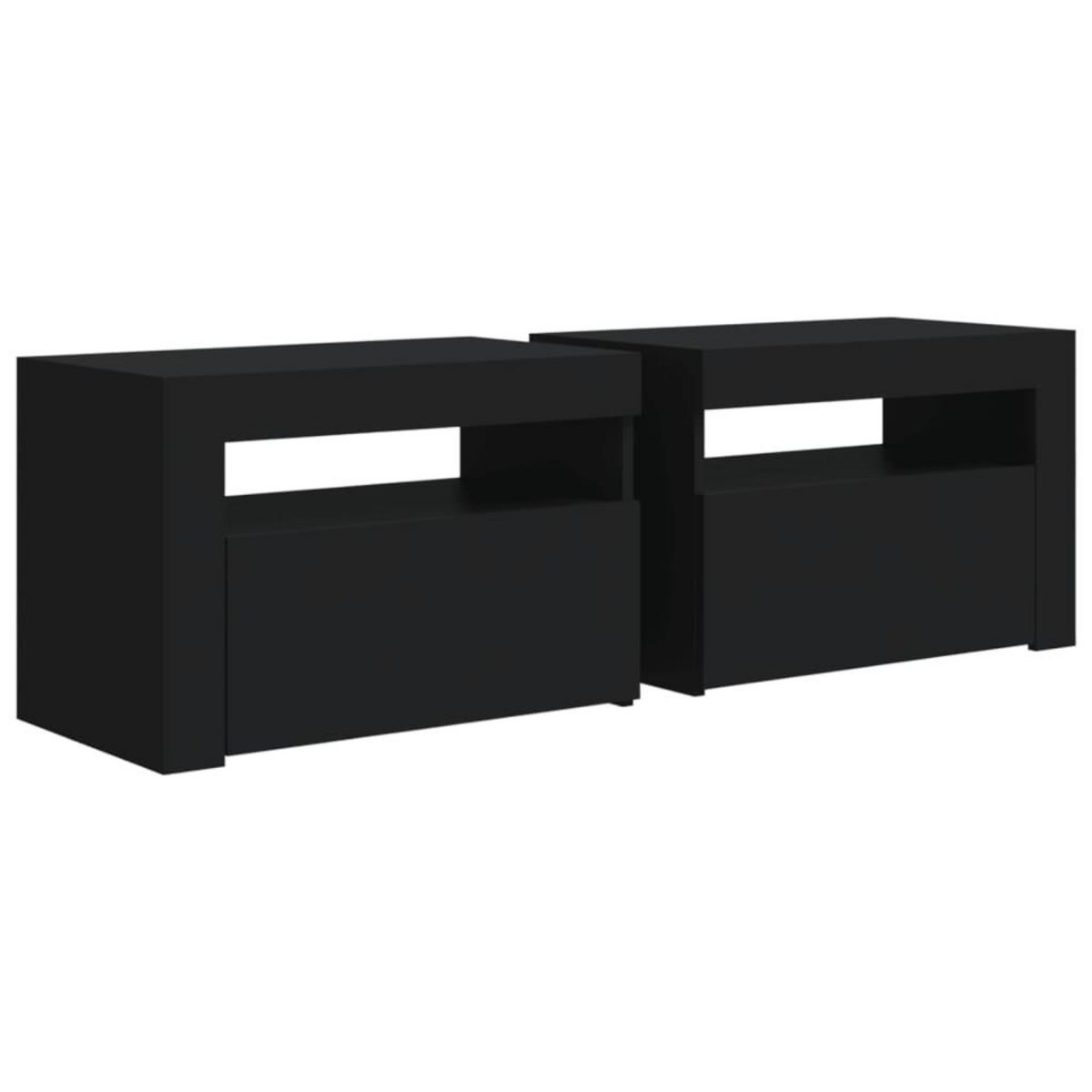 VIDAXL Tables de chevet 2 pcs avec LED Noir 60x35x40 cm