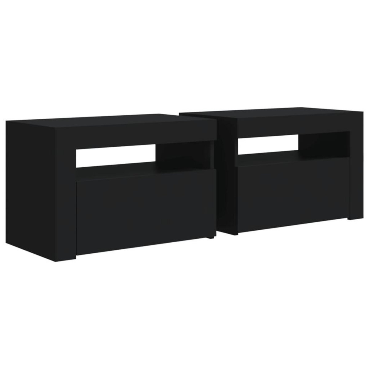 VIDAXL Tables de chevet 2 pcs avec LED Noir 60x35x40 cm
