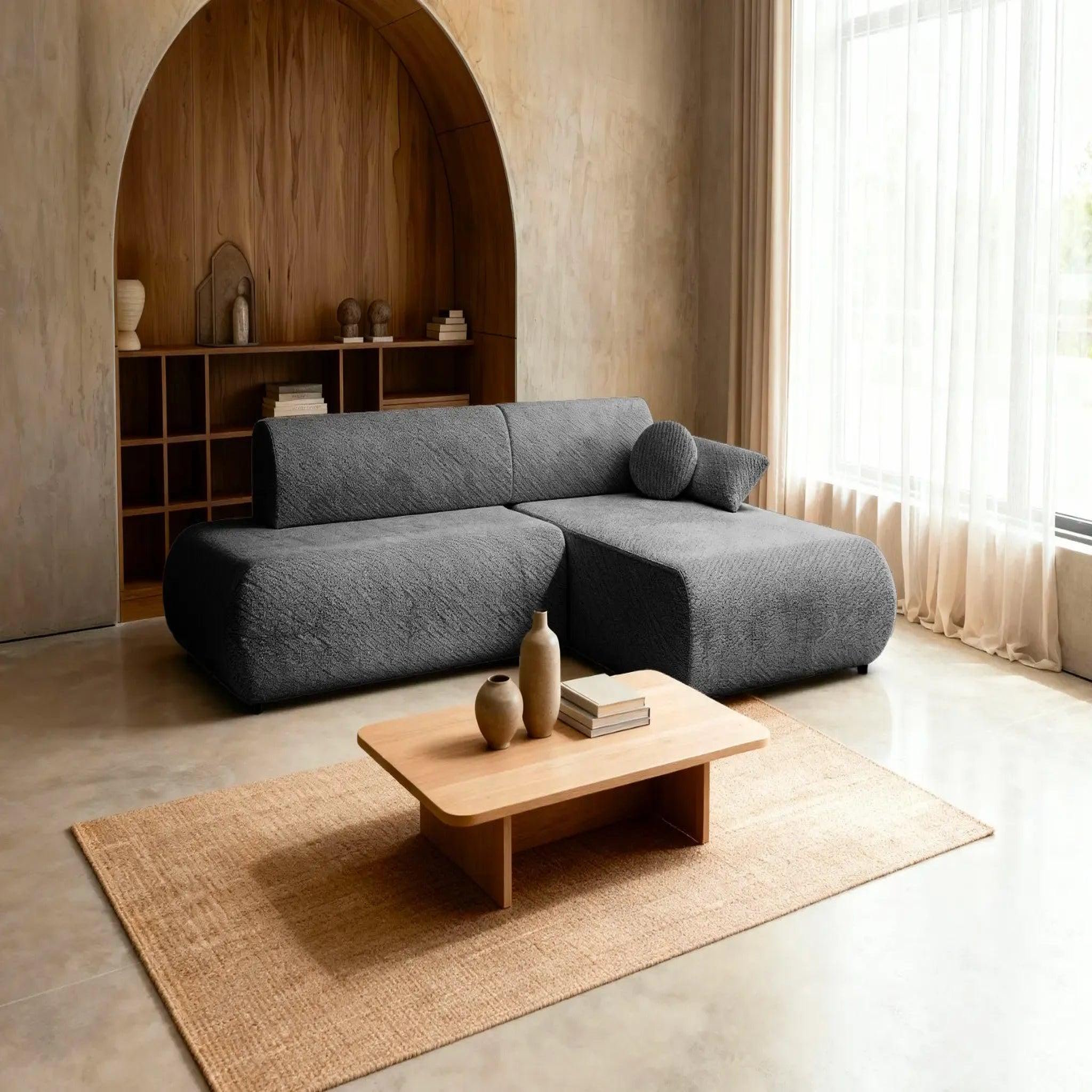 Voir la diapositive 2 : CASANOVA PARIS Levi - canapé d'angle convertible tissu lisse