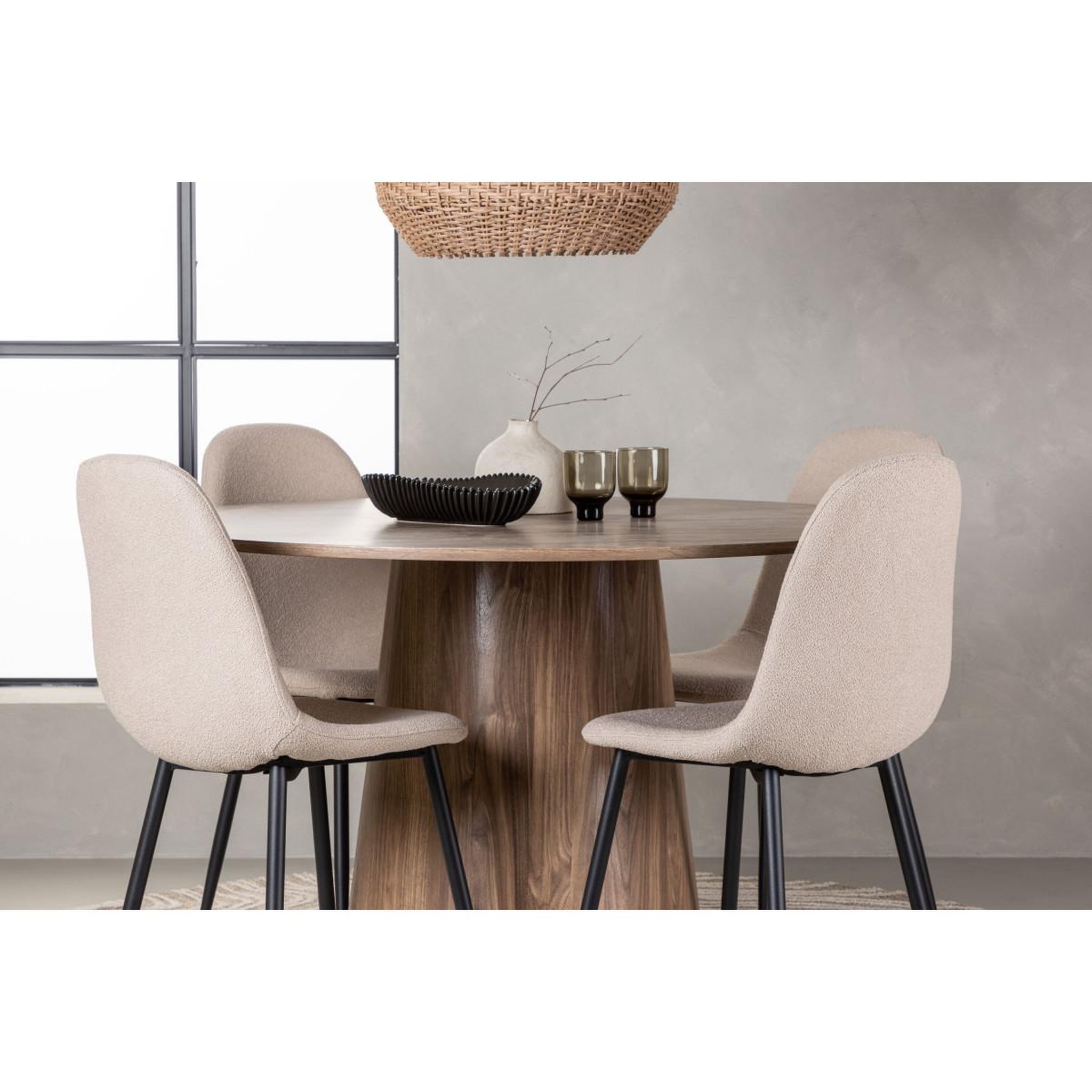 Voir la diapositive 5 : Paris Prix Ensemble table à manger & 4 chaises  lanzo & polar  120cm beige & marron