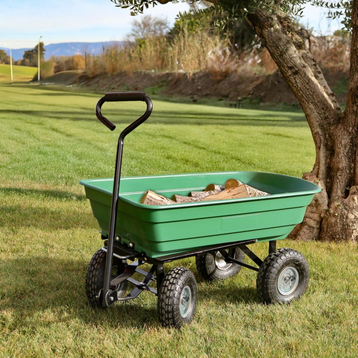 LINXOR Chariot de jardin, remorque de transport à roulettes - 75 L - 260 Kg