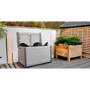 Voir la diapositive 4 : INTEC Coffre de Rangement Extérieur 230L Malle de Jardin Beige/Taupe 96 x 53 x H57cm Poignées de transport INTEC