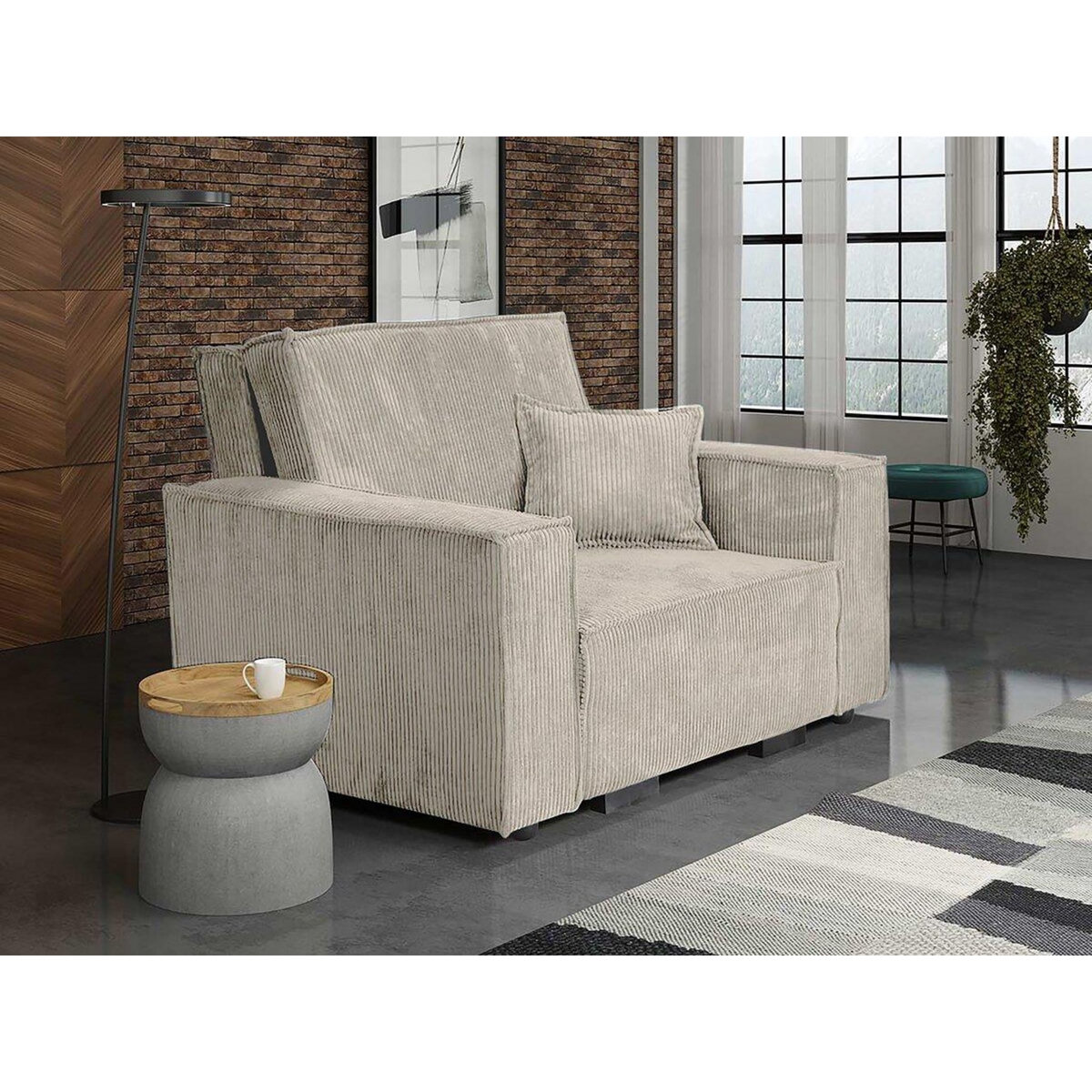 Habitat et Jardin Fauteuil convertible en velours côtelé  Clivia  - Beige