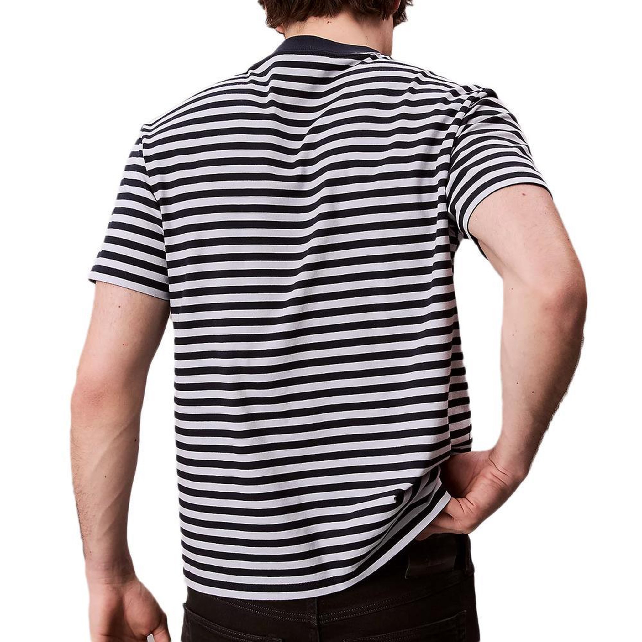 Voir la diapositive 2 : CALVIN KLEIN JEANS T-Shirt à Rayure Bleu/Gris Homme Calvin Klein Jeans 20s Stripe
