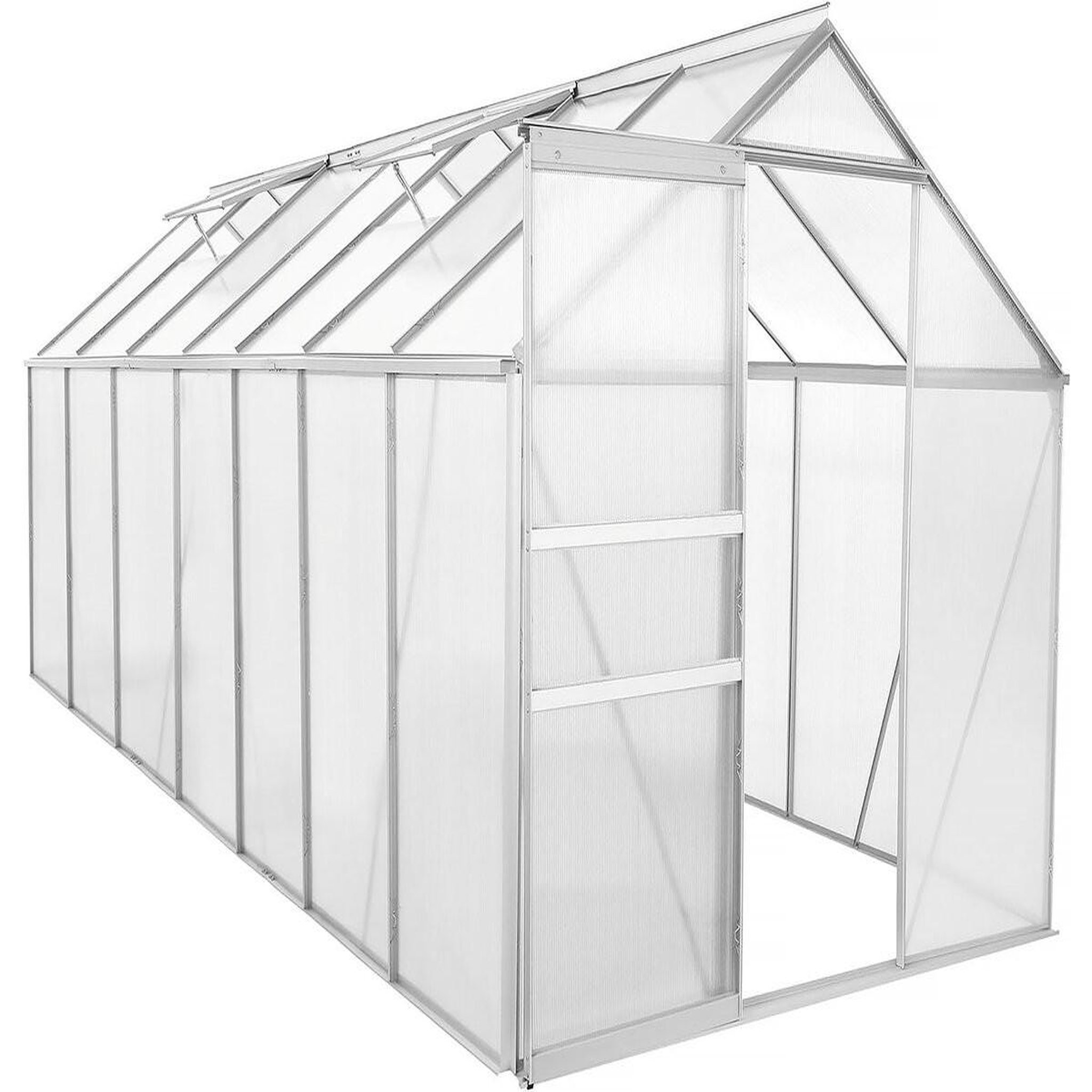 Habitat et Jardin Serre jardin en polycarbonate 430 x 190 x 195 cm  Basilic  - 8,17 m² - Gris