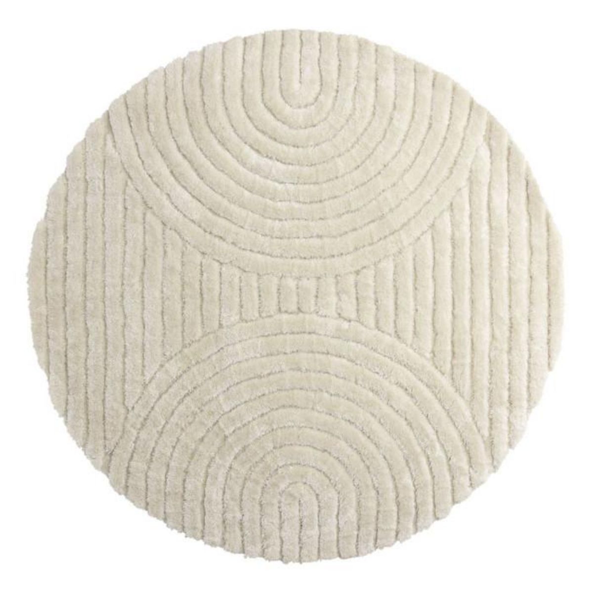 Paris Prix Tapis Déco Texturé Rond  Niklas  200cm Blanc