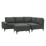 CONCEPT USINE Canapé d'angle 4-5 places en tissu chenille gris anthracite avec pouf COLCHESTER