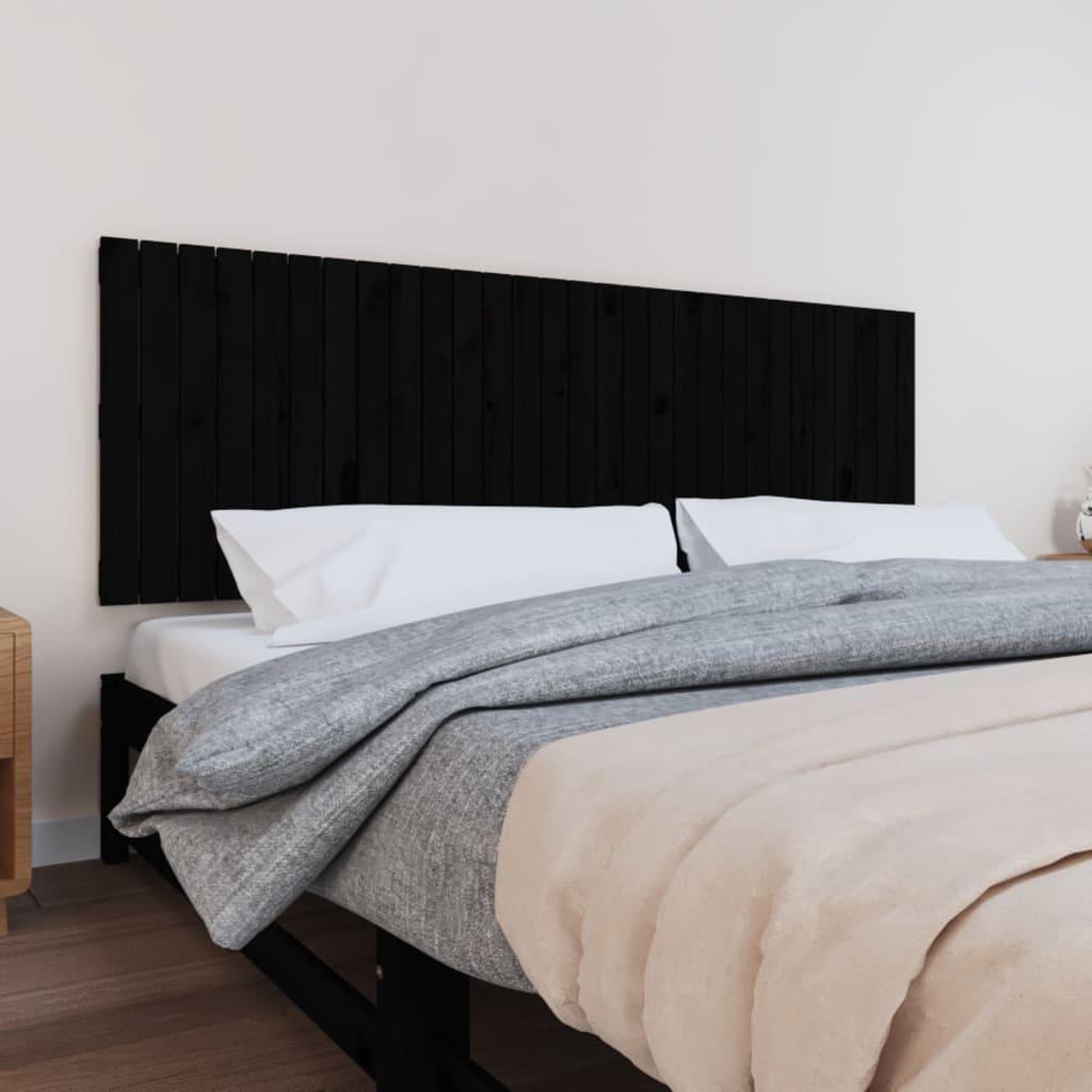 Voir la diapositive 1 : VIDAXL Tete de lit murale Noir 185x3x60 cm Bois massif de pin
