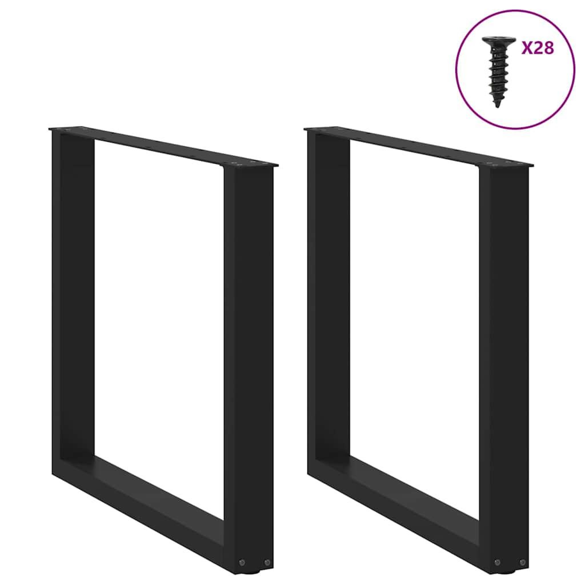 Voir la diapositive 3 : VIDAXL Pieds de table a manger forme de U 2 pcs noir 80x(72-73) cm