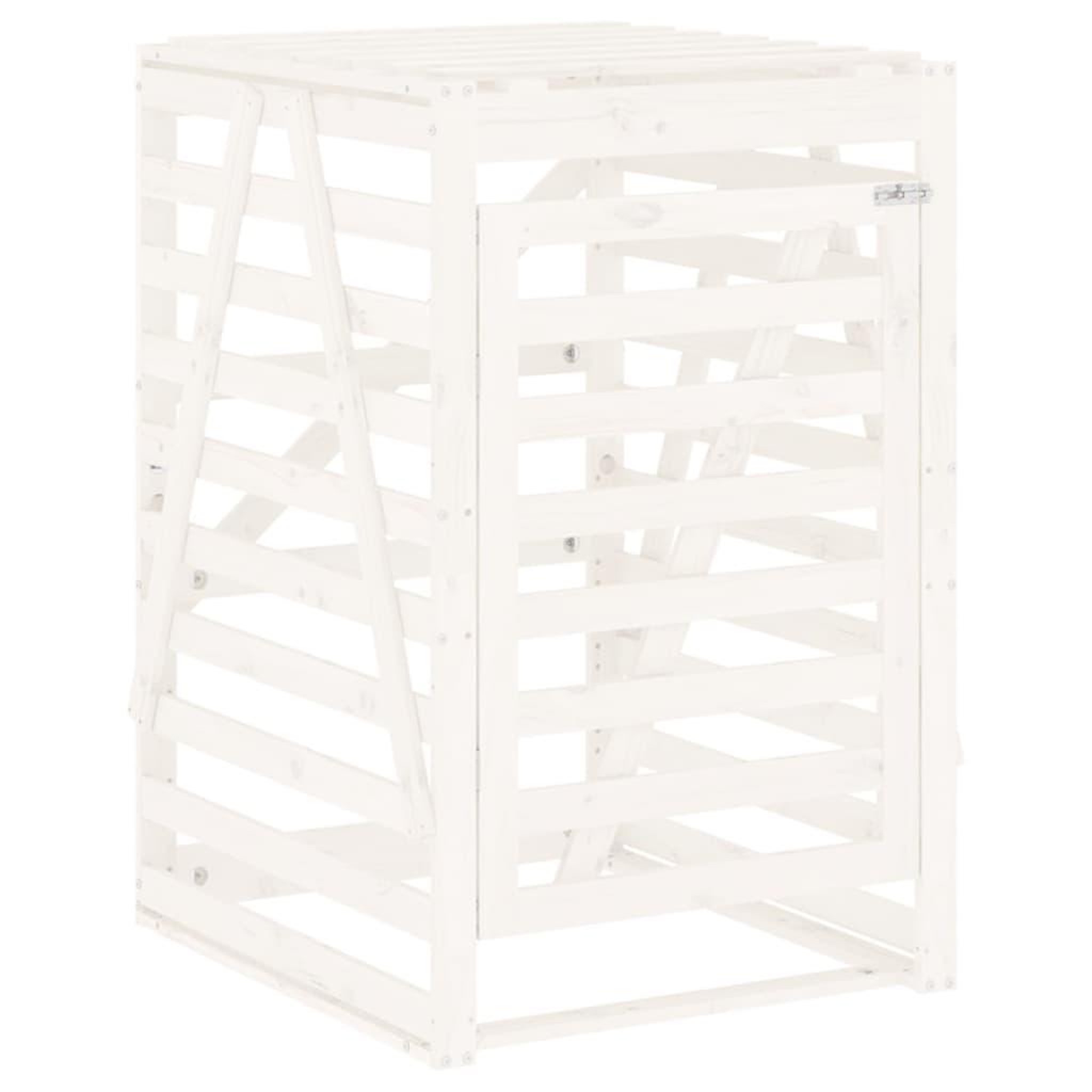 Voir la diapositive 2 : VIDAXL Abri pour poubelle sur roulettes blanc bois massif de pin