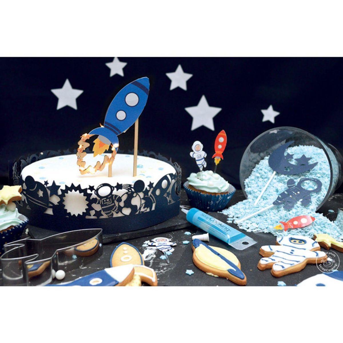 SCRAPCOOKING 8 bougies d'anniversaire espace et galaxie