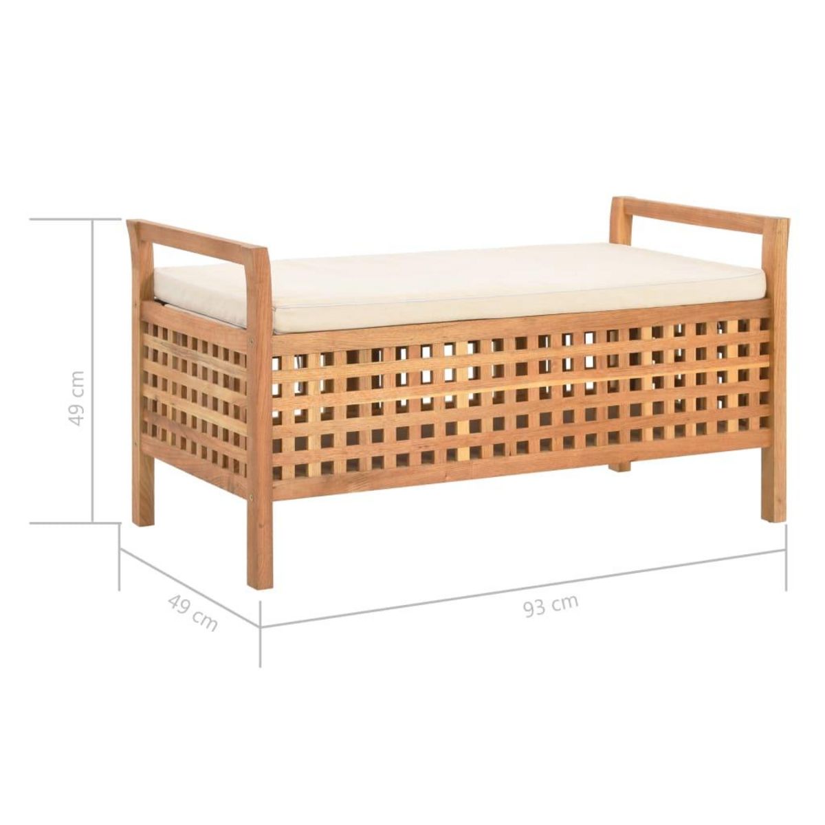 VIDAXL Banc de rangement 93x49x49 cm Bois de noyer massif