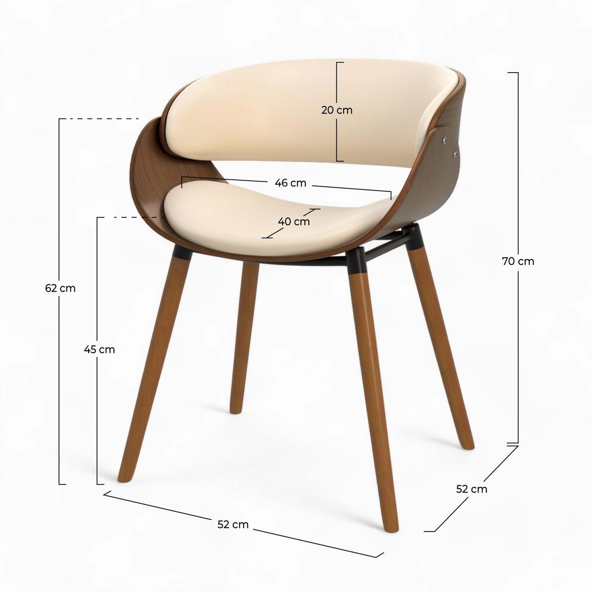 Voir la diapositive 4 : MAISON PAVANE Chaise en cuir synthétique beige et bois plaqué noyer-polo
