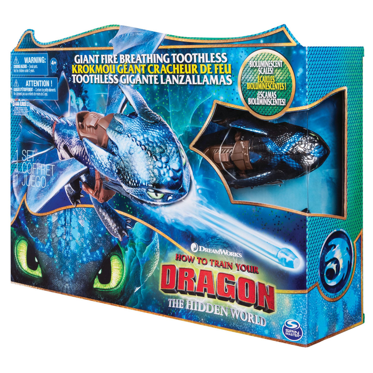SPIN MASTER Figurine géante interactive Krokmou cracheur de feu 60 cm - Dragons 3 Le monde caché