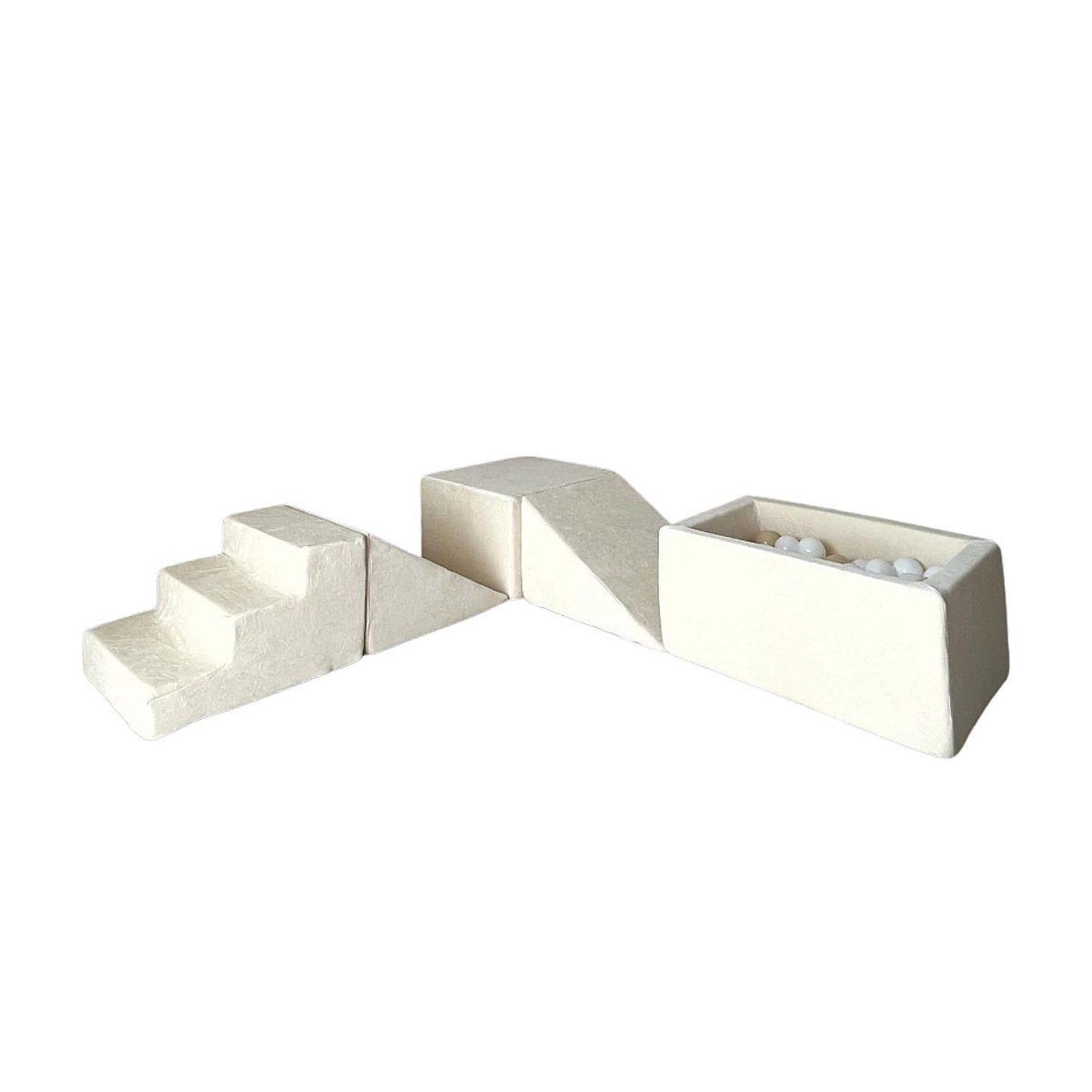 MONIO FOR KIDS Jeu en mousse 5 éléments avec mini piscine à balles velours crème