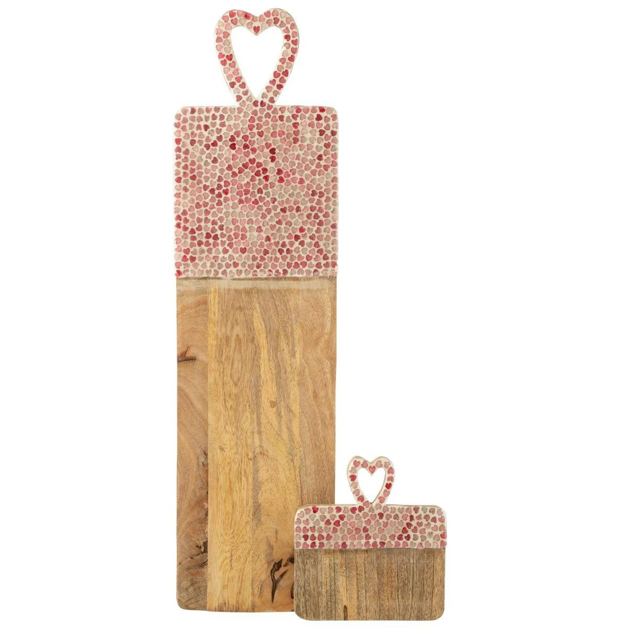 Voir la diapositive 5 : J-LINE Planche de Présentation Mosaïque Cœur en Bois  Freddy  74cm Rose