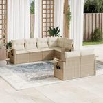 VIDAXL Salon de jardin avec coussins 7 pcs beige resine tressee