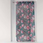 Paris Prix Rideau Voilage à Œillets  Flower Life  140x240cm Pétrole
