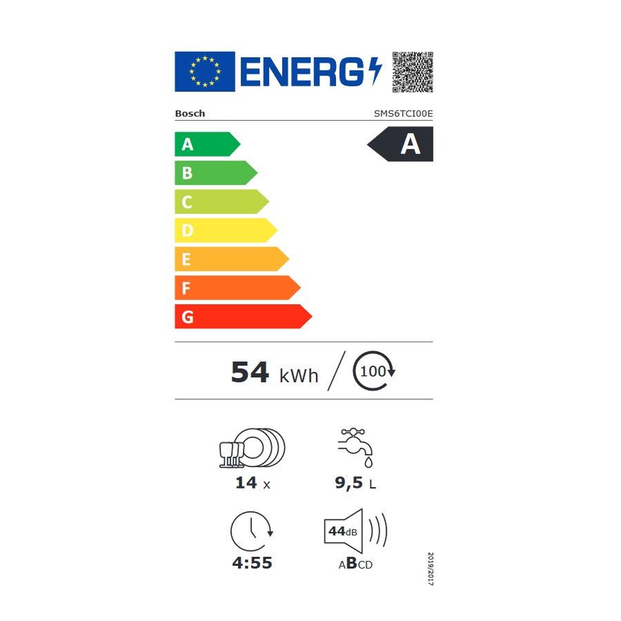 Voir la diapositive 2 : BOSCH Lave-vaisselle 60cm 14 couverts 44db - sms6tci00e