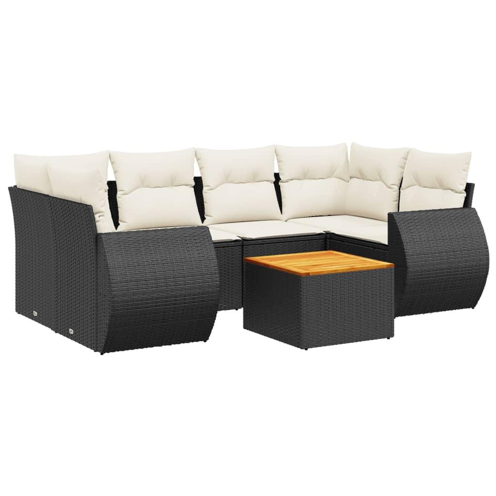 Voir la diapositive 2 : VIDAXL Salon de jardin 7 pcs avec coussins noir resine tressee