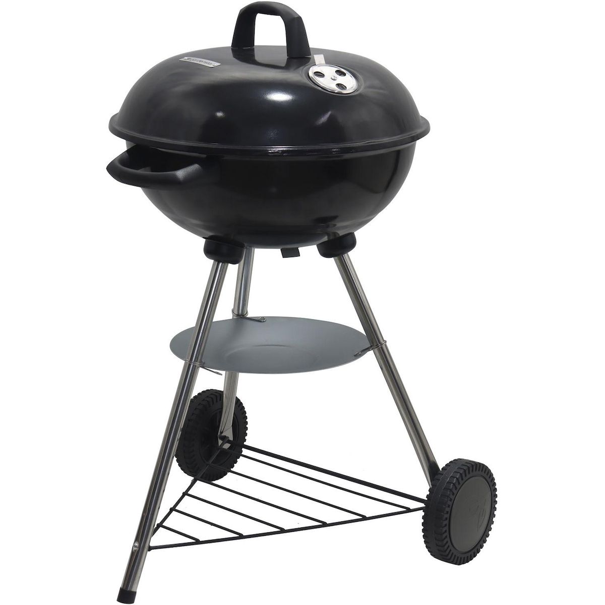 GARDENSTAR Barbecue charbon de bois rond kettle en acier émaillé avec roues 53.5 x 52 x 79 cm - Grille D41.5 cm - Couvercle - Cendrier