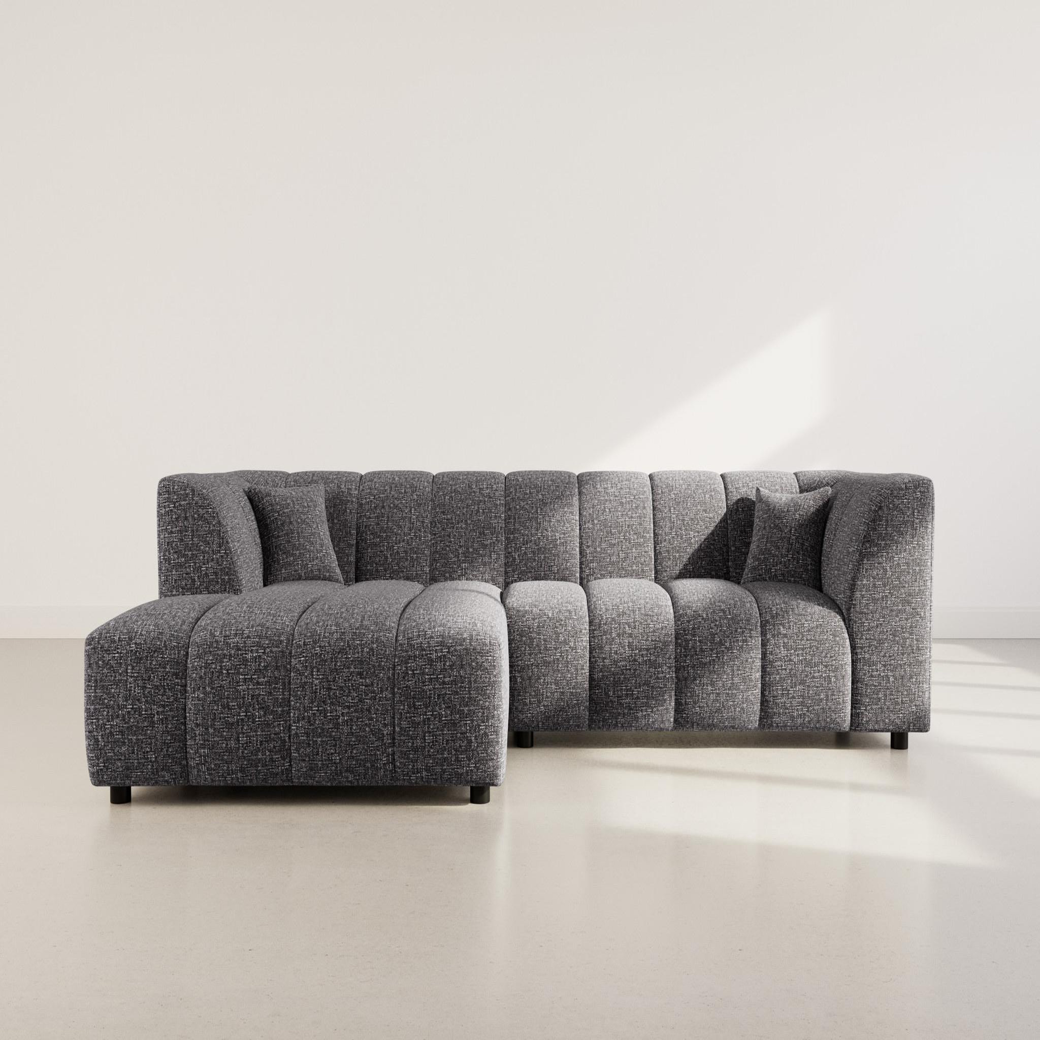 Voir la diapositive 2 : LISA DESIGN Curtis - canapé d'angle gauche 4 places avec accoudoir en tissu texturé