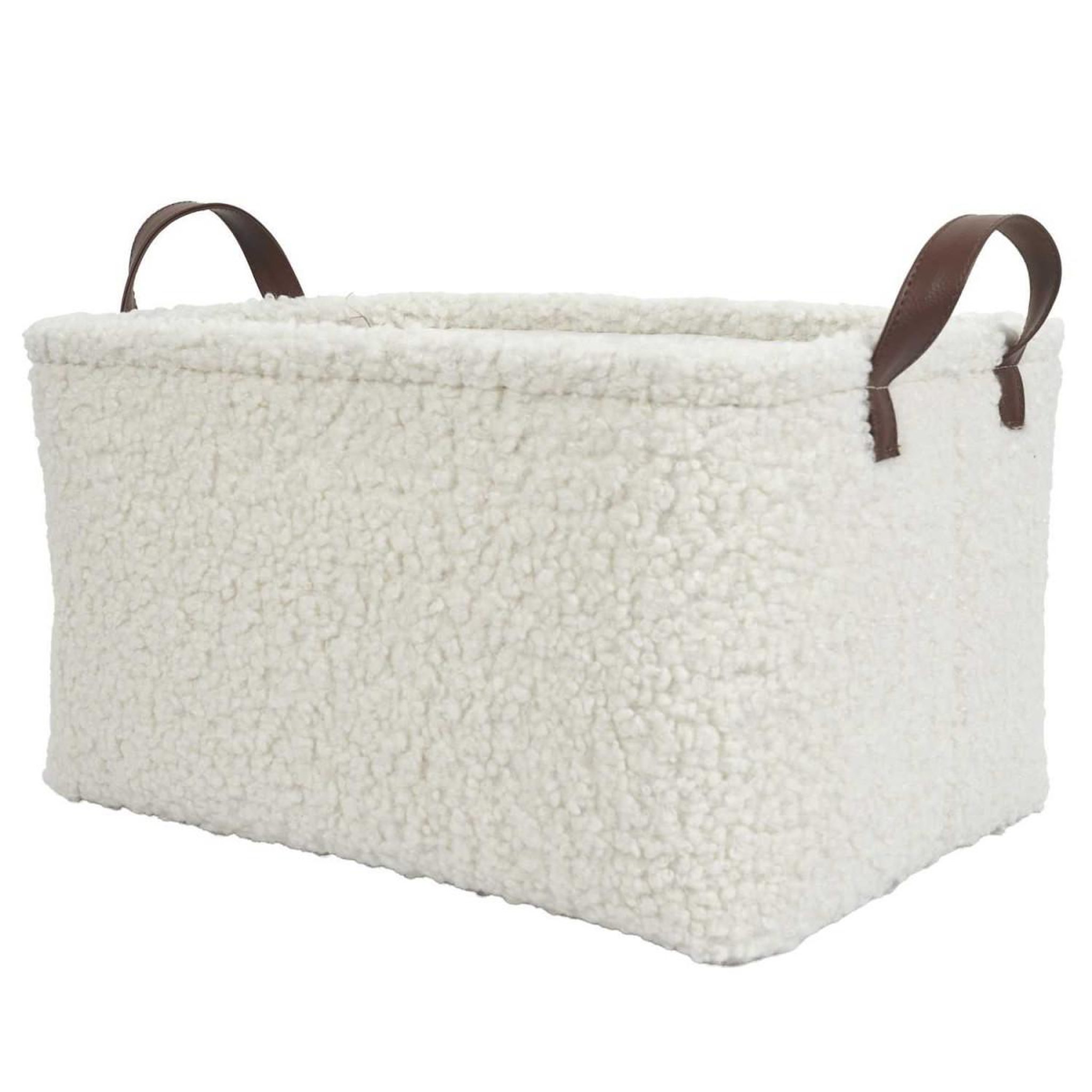Voir la diapositive 2 : The Home Deco Factory Lot de 3 paniers de rangement  bouclette  36cm blanc