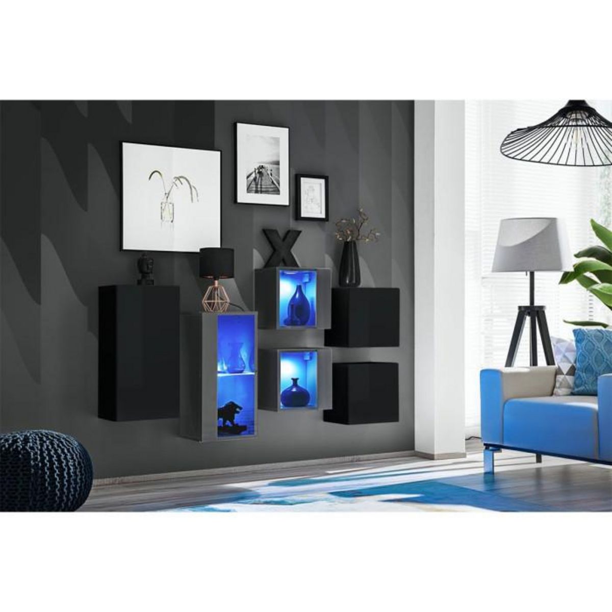 Paris Prix Meuble de Rangement  Switch SBIV  320cm Noir & Gris