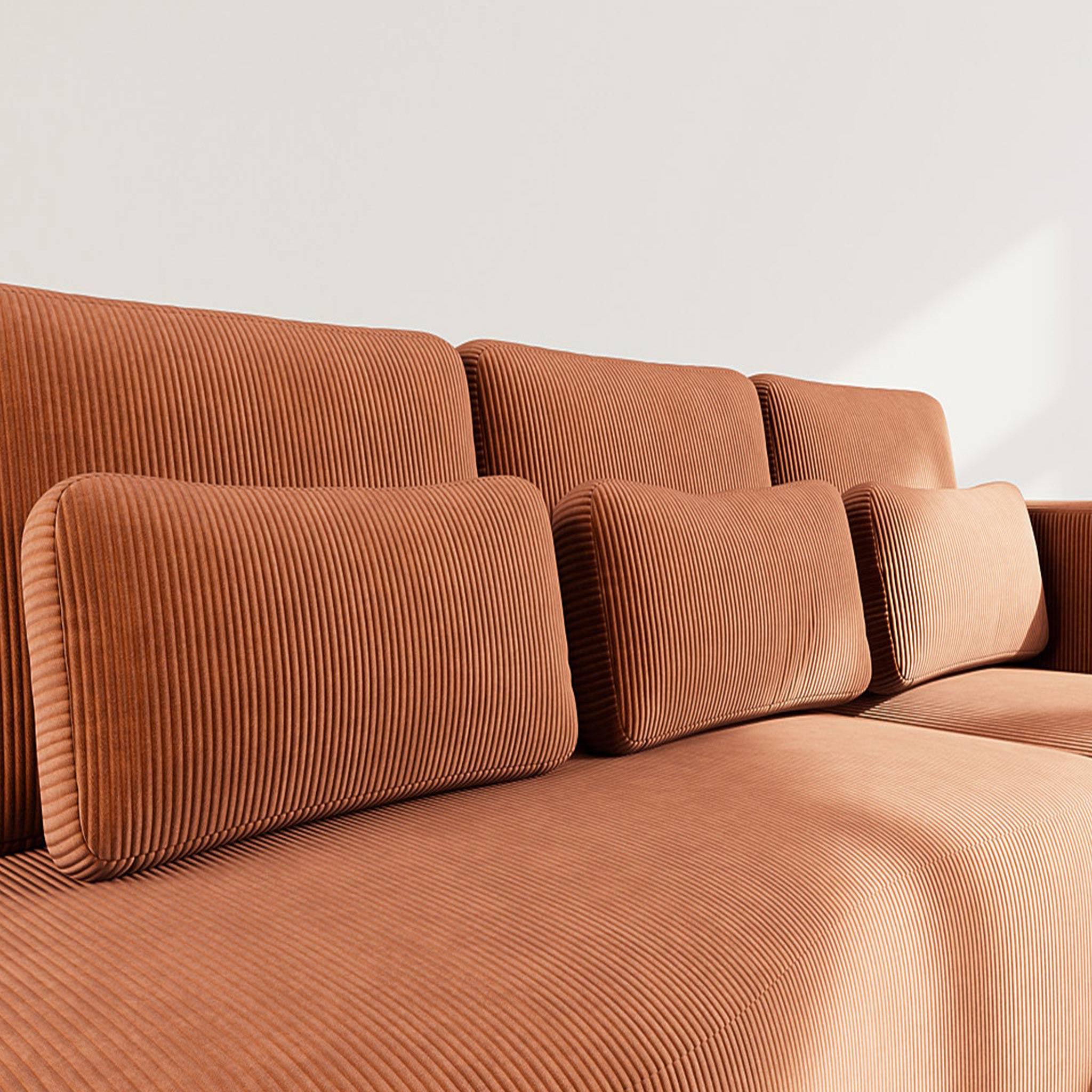 Voir la diapositive 4 : BEST MOBILIER Mahina - canapé d'angle droit 4 places convertible avec coffre en velours côtelé