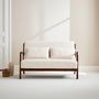 Voir la diapositive 2 : SWEEEK Banquette à bouclettes . pieds bois d'hévéa teinté noyer clair. 2 places droit fixe. pieds compas scandinave