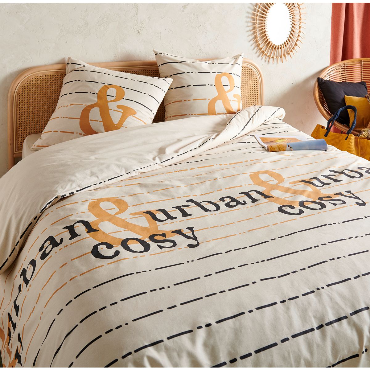 Parure housse de couette fantaisie en coton 57 fils MONA