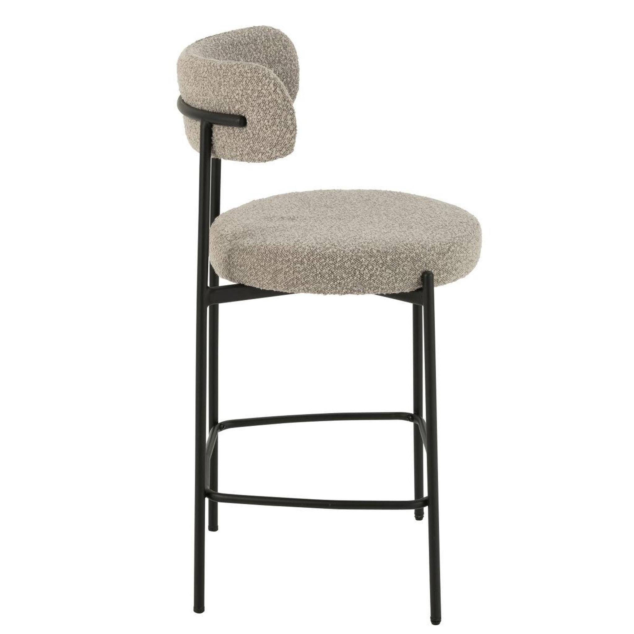 Voir la diapositive 3 : J-LINE Chaise de bar en tissu bouclé  aldo  97cm gris