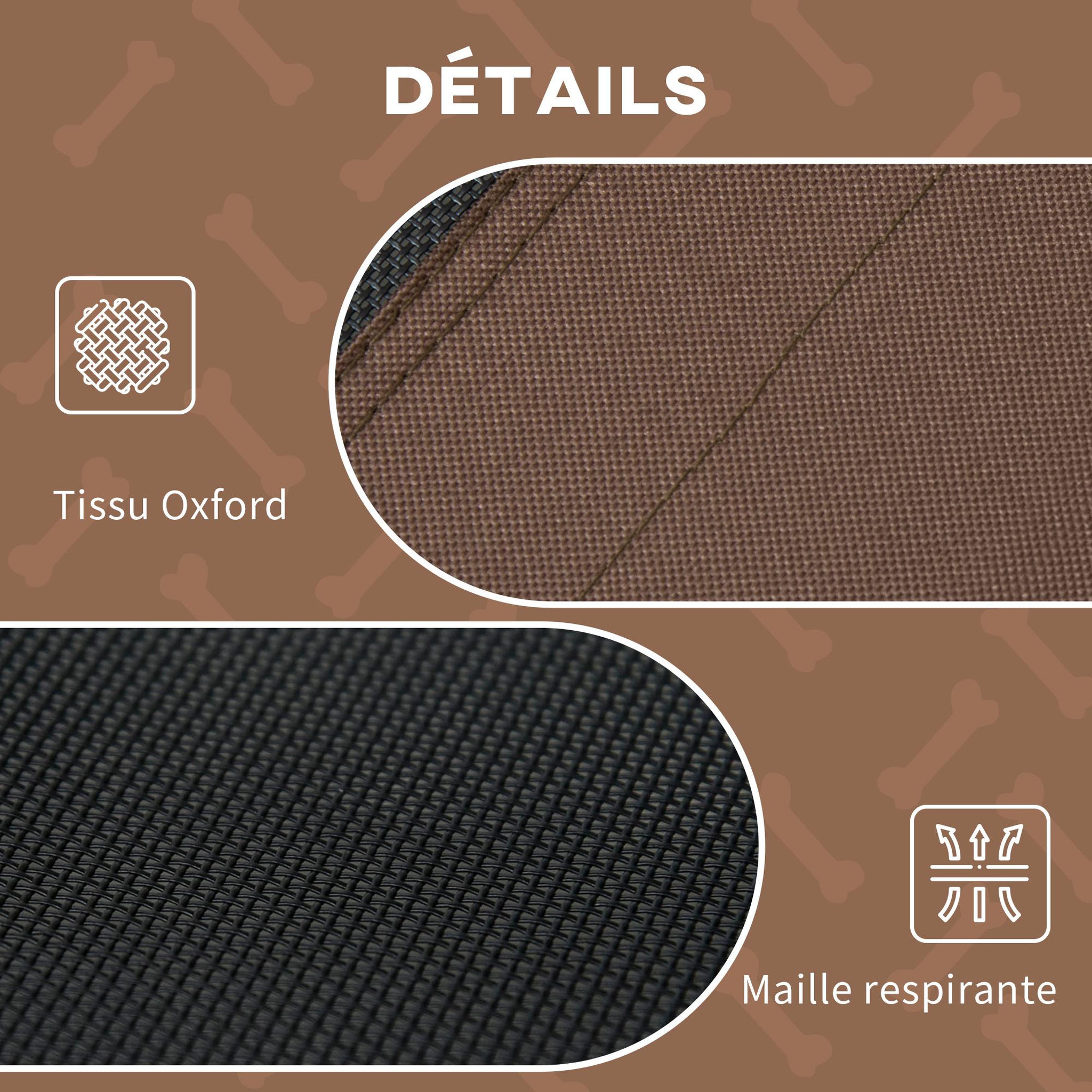 Voir la diapositive 6 : PAWHUT Lit pour chien chat sur pied velum anti-uv tissu oxford micro-perforé sac transport inclus marron