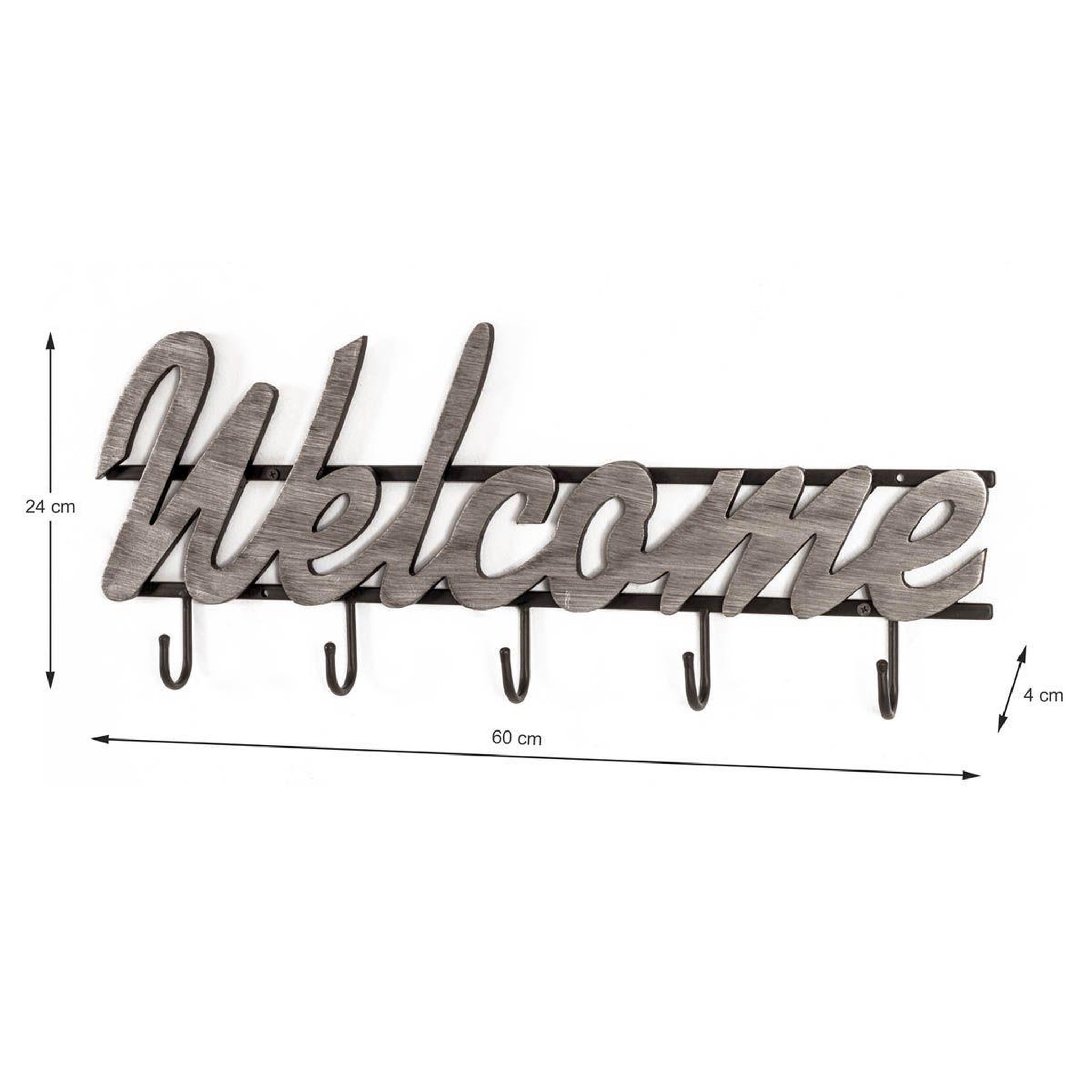 Voir la diapositive 2 : Paris Prix Patère murale  welcome  60cm noir & gris