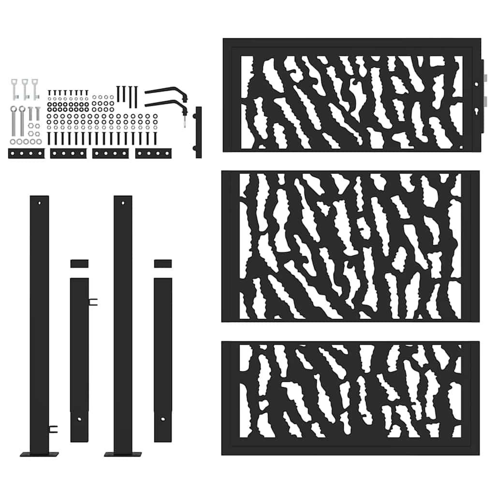 Voir la diapositive 4 : VIDAXL Portail de jardin noir 105x130 cm acier conception de traces