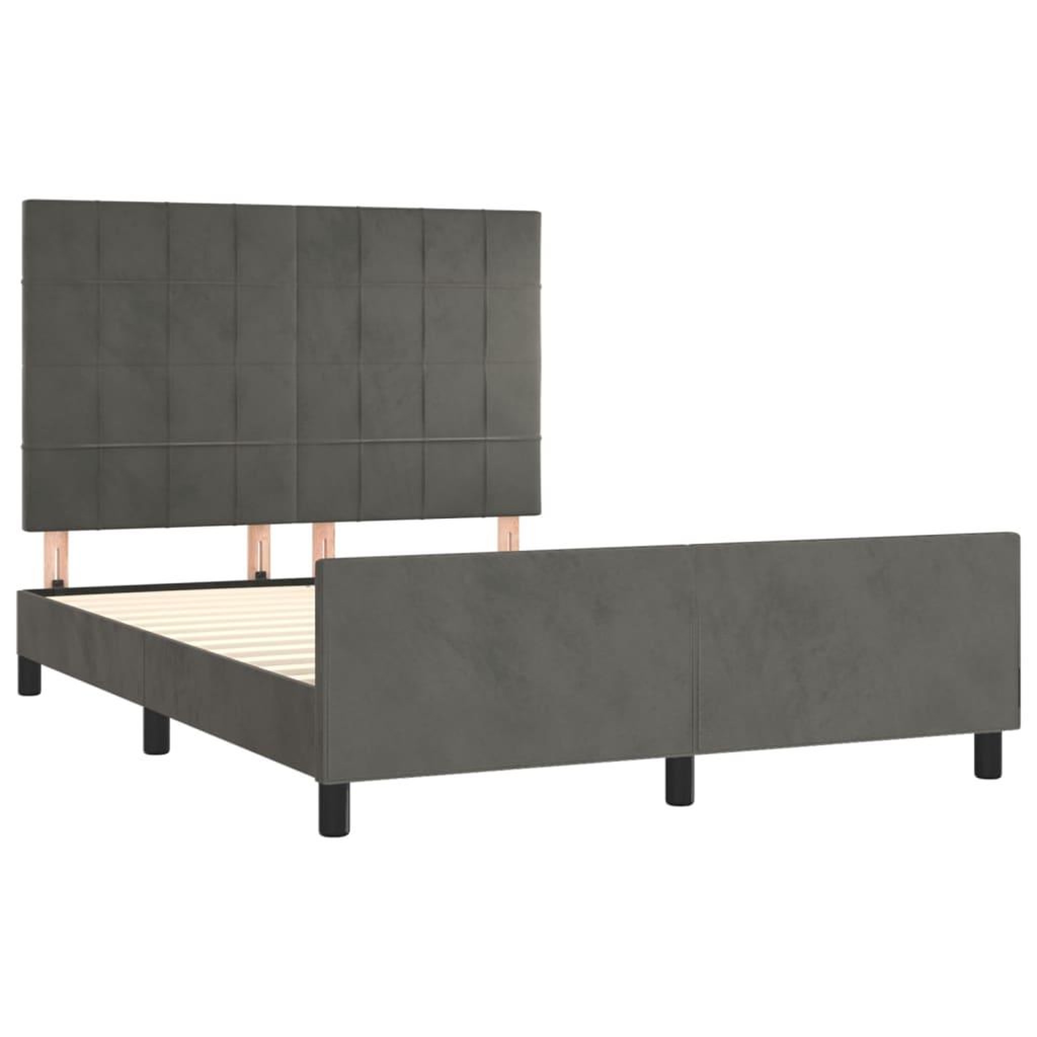 Voir la diapositive 4 : VIDAXL Cadre de lit sans matelas gris fonce 140x200 cm velours
